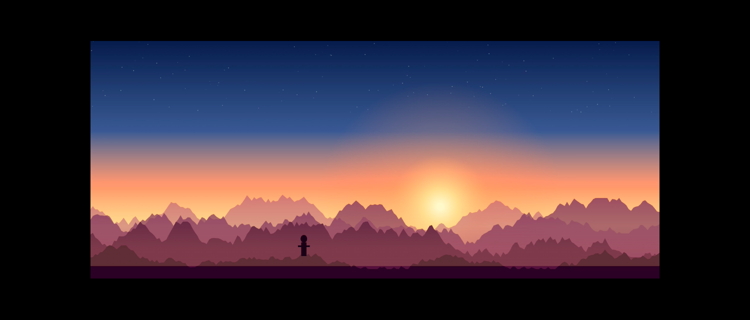 A movie with black bars on an ultrawide screen